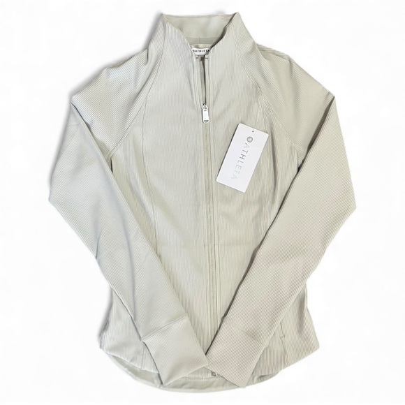 Athleta Salutation Ribbed Jacket II XS Gray Grey Zip-Up Stretch Activewear NWT - Picture 7 of 13